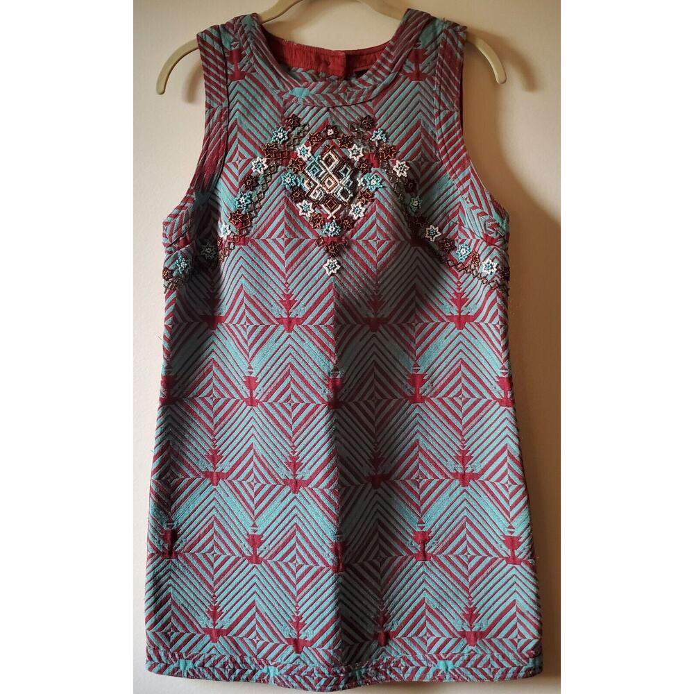 Free People New Romantics Mod Geometric Beaded Tunic Dress Size M